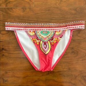 Pink Colorful Aztec Patterned Bikini Bottom